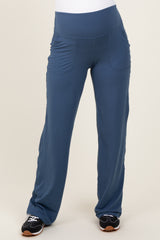 Blue Straight Leg Yoga Maternity Pants