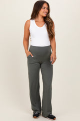 Olive Straight Leg Yoga Maternity Pants