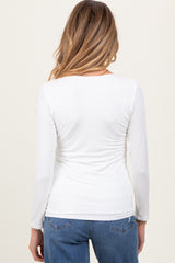 White Basic Scoop Neck Long Sleeve Maternity Top