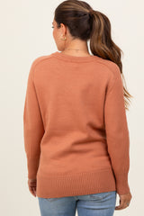 Peach Basic Relaxed Fit Maternity Sweater