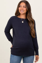 Navy Basic Relaxed Fit Maternity Sweater