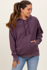 Purple Brushed Knit Oversized Maternity Hoodie