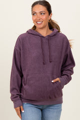 Purple Brushed Knit Oversized Maternity Hoodie