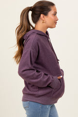 Purple Brushed Knit Oversized Maternity Hoodie