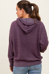 Purple Brushed Knit Oversized Maternity Hoodie