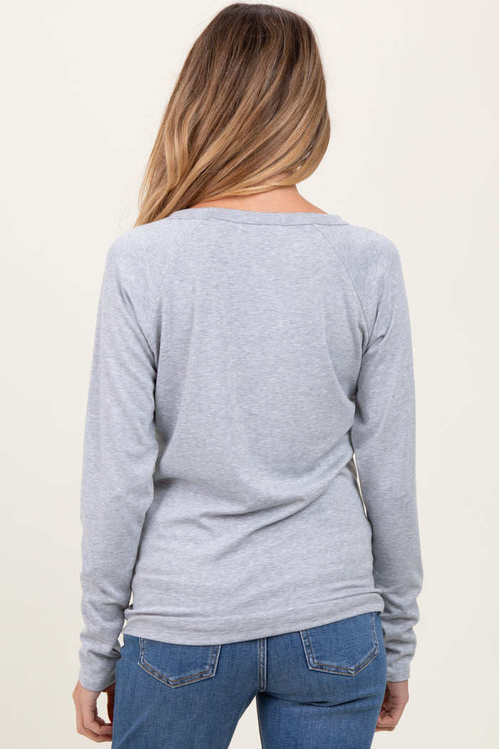 Heather Grey Raglan Long Sleeve Maternity Top