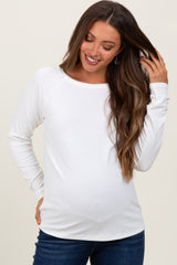 White Raglan Long Sleeve Maternity Top