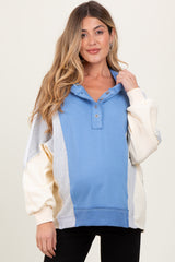 Light Blue Colorblock Dolman Sleeve Maternity Hoodie