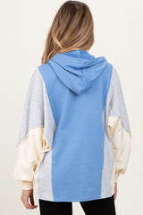 Light Blue Colorblock Dolman Sleeve Maternity Hoodie