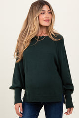 Forest Green Bubble Sleeve Maternity Sweater