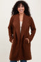 Brown Knit Relaxed Fit Coat Jacket