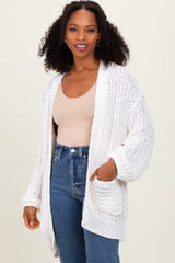 Cream Chunky Knit Oversized Maternity Pocket Cardigan