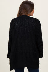 Black Chunky Knit Oversized Maternity Pocket Cardigan