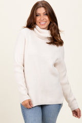 Ivory Basic Ribbed Turtle Neck Sweater