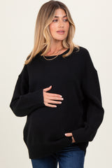 Black Soft Knit Basic Maternity Sweater