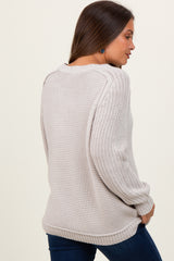 Grey Basic Chunky Knit Maternity Sweater