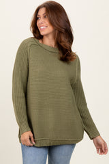 Olive Basic Chunky Knit Maternity Sweater