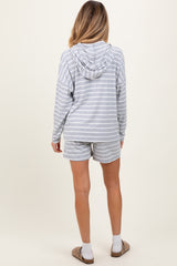 Heather Grey Cozy Striped Ribbed Two-Piece Maternity Lounge Set