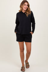 Black Hoodie Shorts Maternity Set