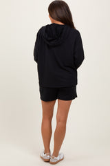 Black Hoodie Shorts Maternity Set