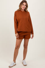 Rust Hoodie Shorts Set