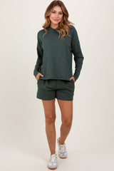 Forest Green Hoodie Shorts Maternity Set