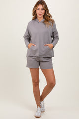 Mocha Hoodie Shorts Maternity Set