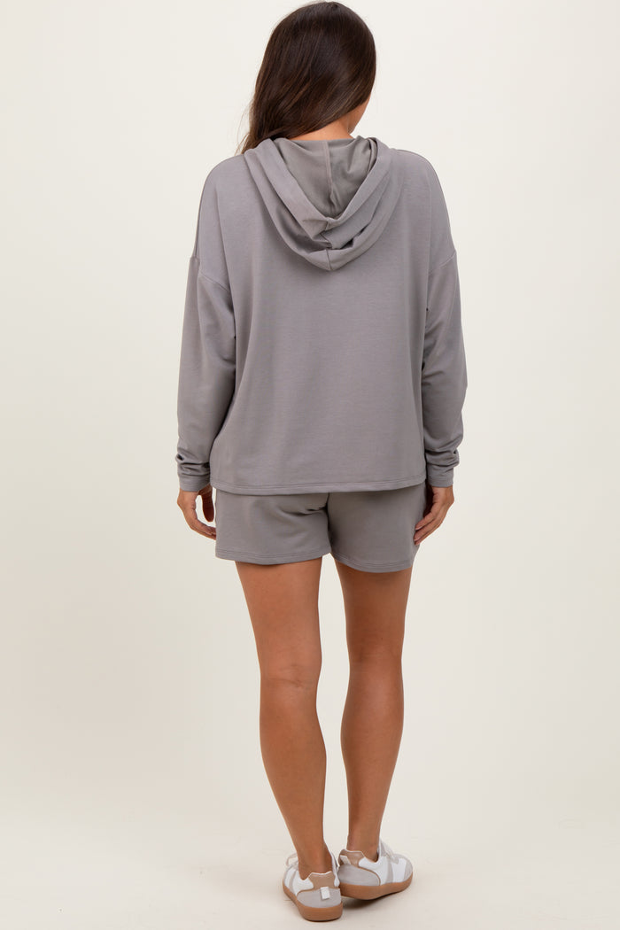 Mocha Hoodie Shorts Maternity Set