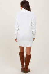 Ivory Turtle Neck Maternity Mini Sweater Dress