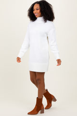 Ivory Turtle Neck Mini Sweater Dress