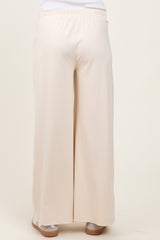 Cream Brushed Knit Wide Leg Maternity Pants