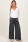 Charcoal French Terry Raw Edge Maternity Wide Leg Pants