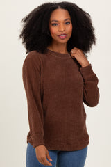 Brown Chenille Knit Sweater