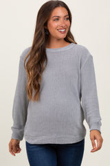 Heather Grey Chenille Knit Maternity Sweater