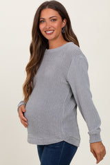 Heather Grey Chenille Knit Maternity Sweater