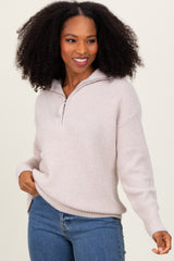 Beige Half Zip Pullover Sweater