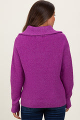 Plum Half Zip Maternity Pullover Sweater