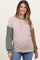 Beige Ribbed Colorblock Sleeve Maternity Long Sleeve Top