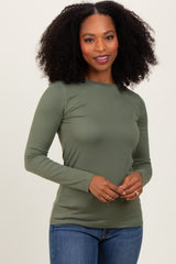 Olive Basic Long Sleeve Maternity Top