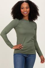 Olive Basic Long Sleeve Top