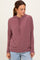 Mauve Striped Drawstring Hoodie Top