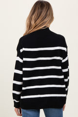 Black Striped Oversized Mock Neck Maternity Sweater