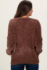 Brown Chenille Knit Maternity Sweater