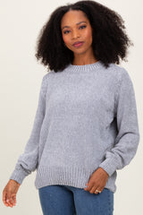 Heather Grey Chenille Knit Sweater