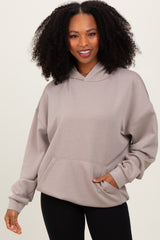 Beige Basic Maternity Hoodie Sweatshirt