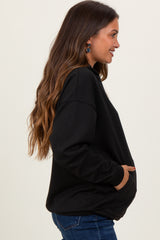 Black Basic Maternity Hoodie Sweatshirt