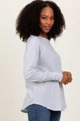 Heather Grey Exposed Seam Long Sleeve Top