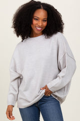 Light Grey Oversized Crewneck Melange Knit Sweater