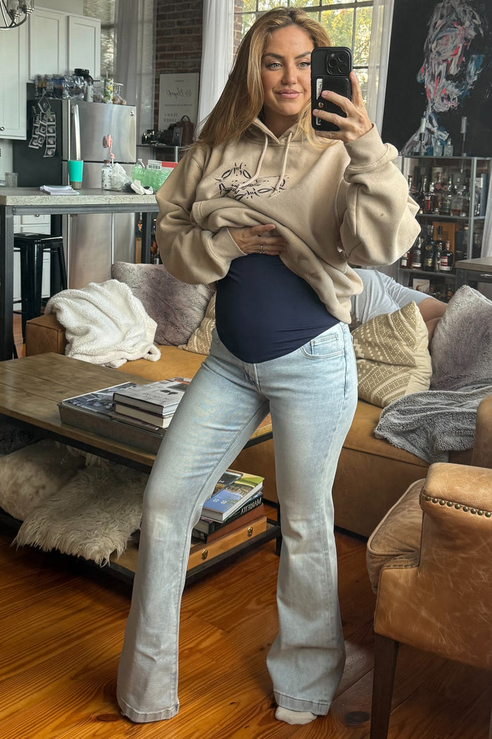 Light Blue Washed Maternity Flare Jeans