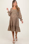 Olive Floral Smocked Velvet Back Tie Maternity Midi Dress